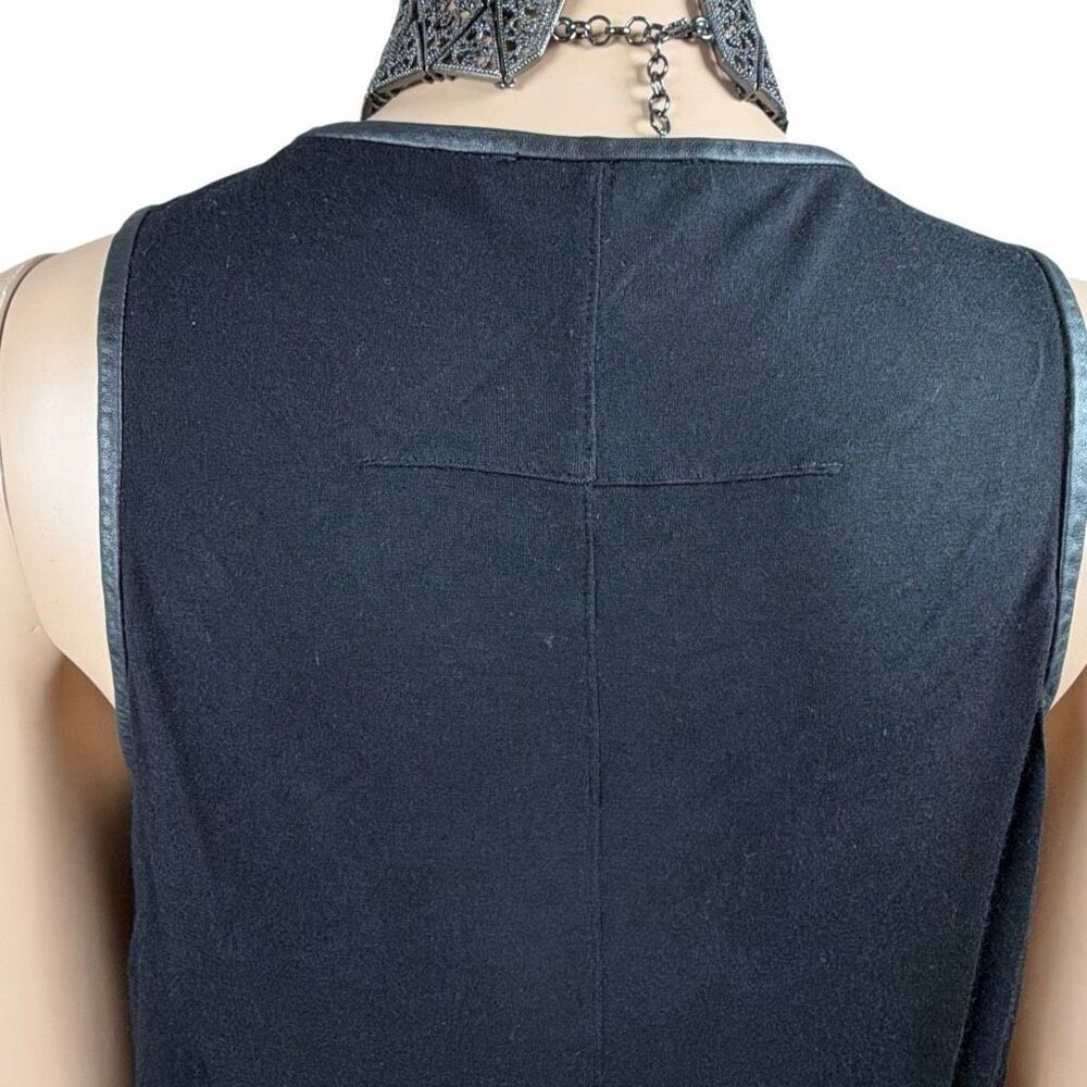 Givenchy Black Sleeveless Pleated Front Viscose Tunic Top Lambskin Trim Size M ( - Picture 8 of 13